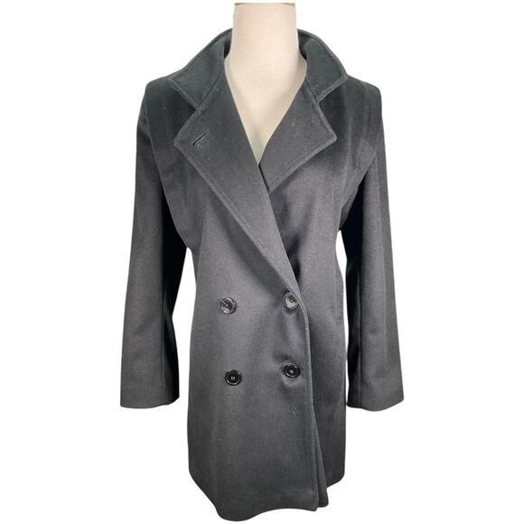 Forecaster Of Boston Made In USA 100% Wool Black Size 9/10 Pea Coat Long Sleeve - Picture 1 of 16